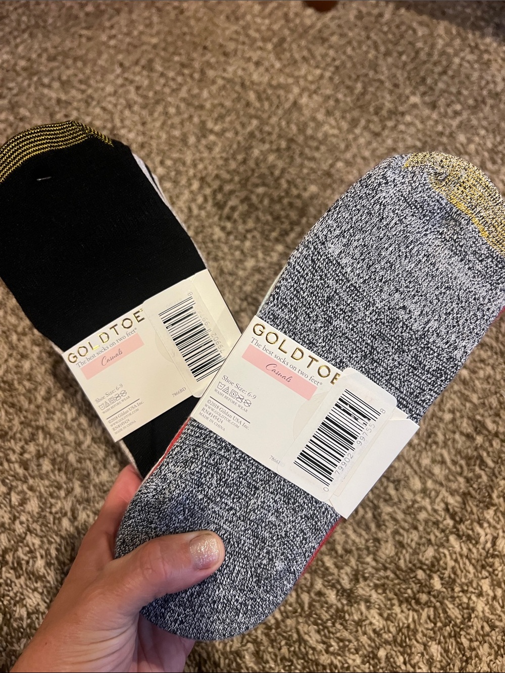 Gold Toe womens No-Show Socks - Black and Heather Gray with Gold Accent (2 Pack)